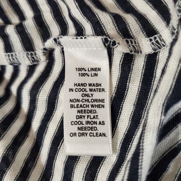 Saks Fifth Avenue Linen Striped Sleeveless Asymmetrical Dress Size XL Nautical - Picture 7 of 8